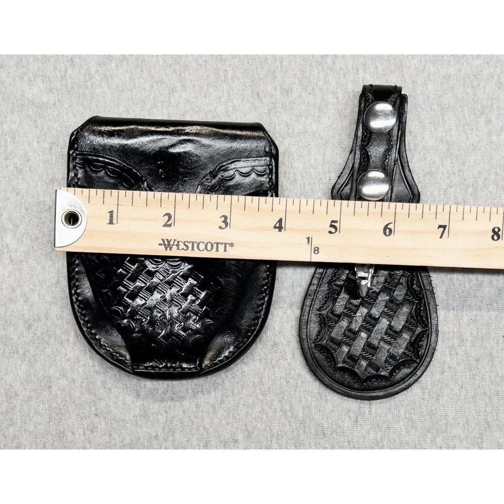 Lewis Basket Weave Utility Belt Cuff Holder And Key‎ Chain Holster Black Leather